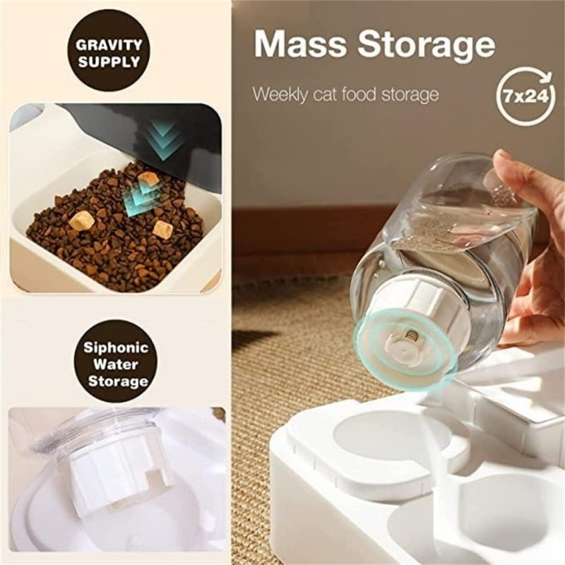 2-in-1 Automatic Cat & Dog Feeder Water Dispenser | 2L Food & 1L Water Station
