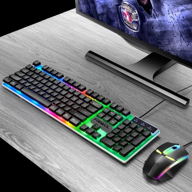 UK Gaming Keyboard And Mouse Set RGB LED USB For PC Laptop Xbox One PS4 PS