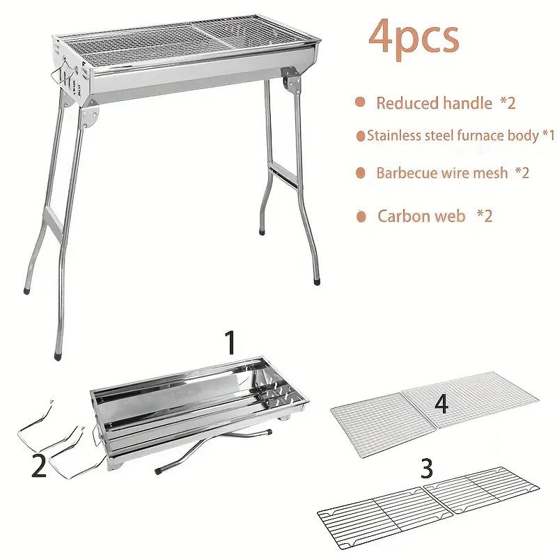 Folding BBQ Charcoal Barbecue Grill Steel Stainless Garden Picnic Camping Stove