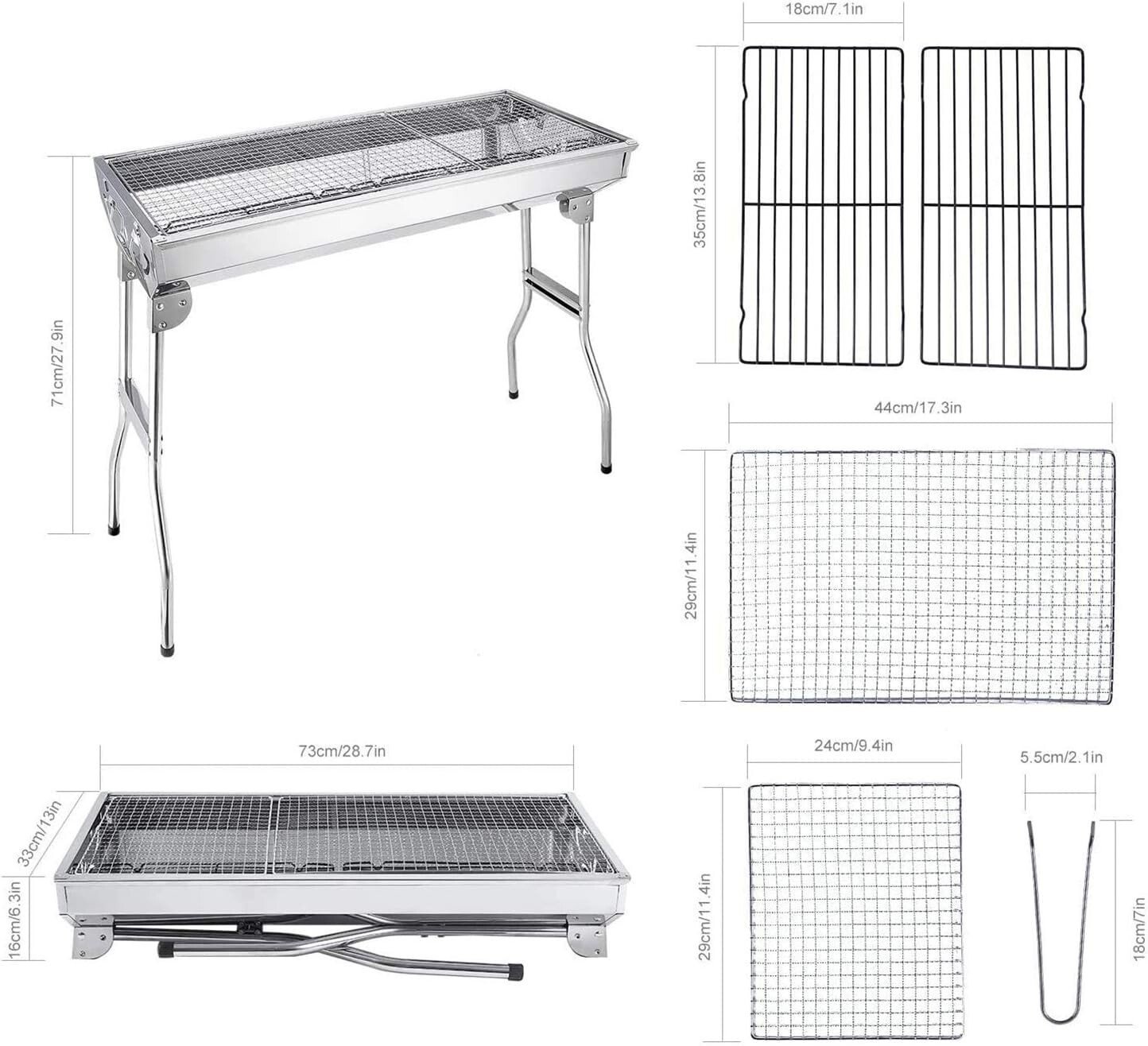 Folding BBQ Charcoal Barbecue Grill Steel Stainless Garden Picnic Camping Stove