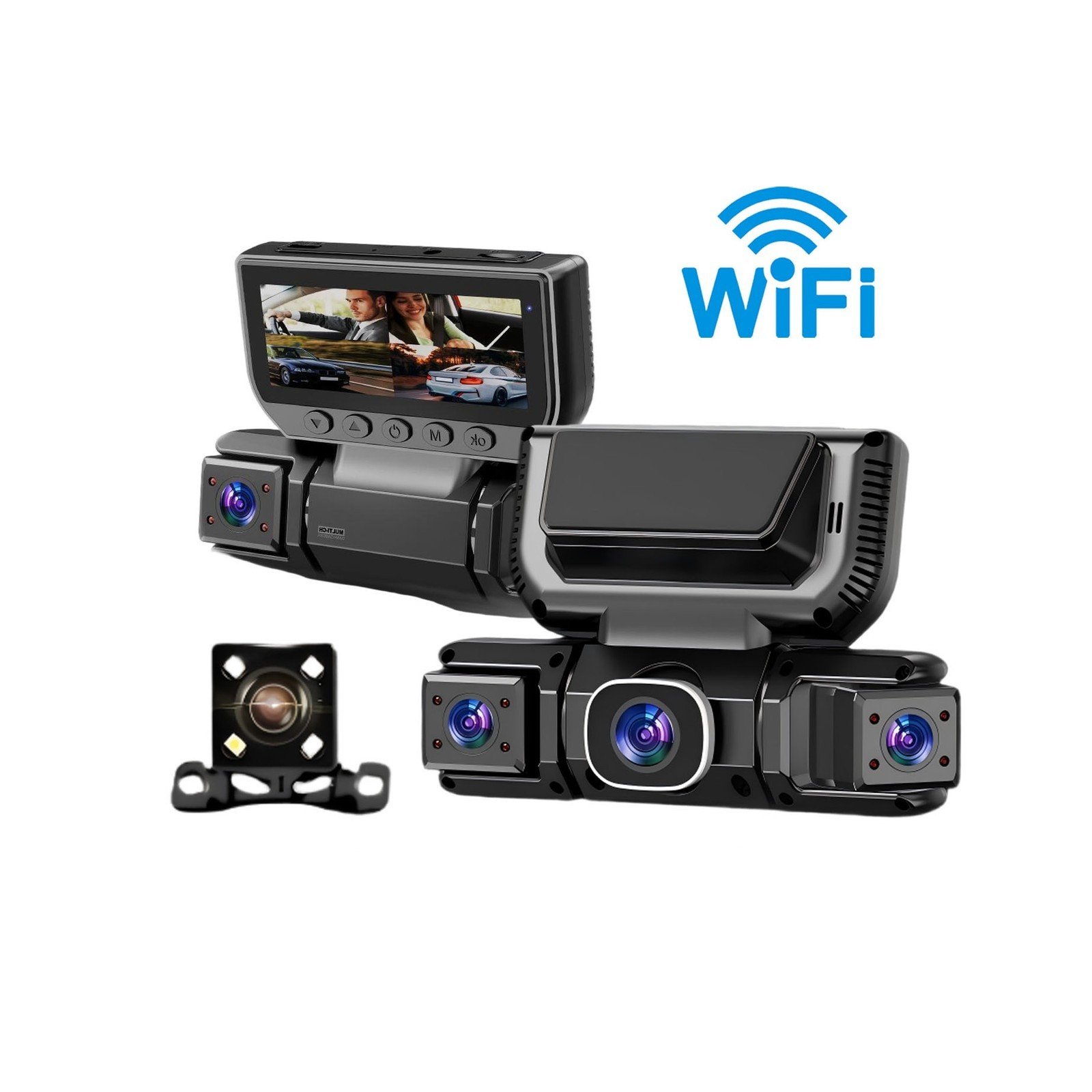 5G WiFi Dash Cam 4 Channel 360  Front Rear Inside DashCam, FHD 1080P Car Camera