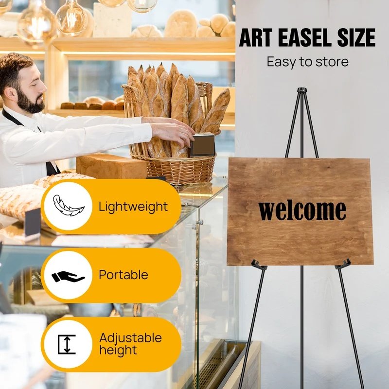 63" Foldable Artist Easel – Adjustable Portable Display Stand for Wedding Signs, Posters & Art Exhibitions