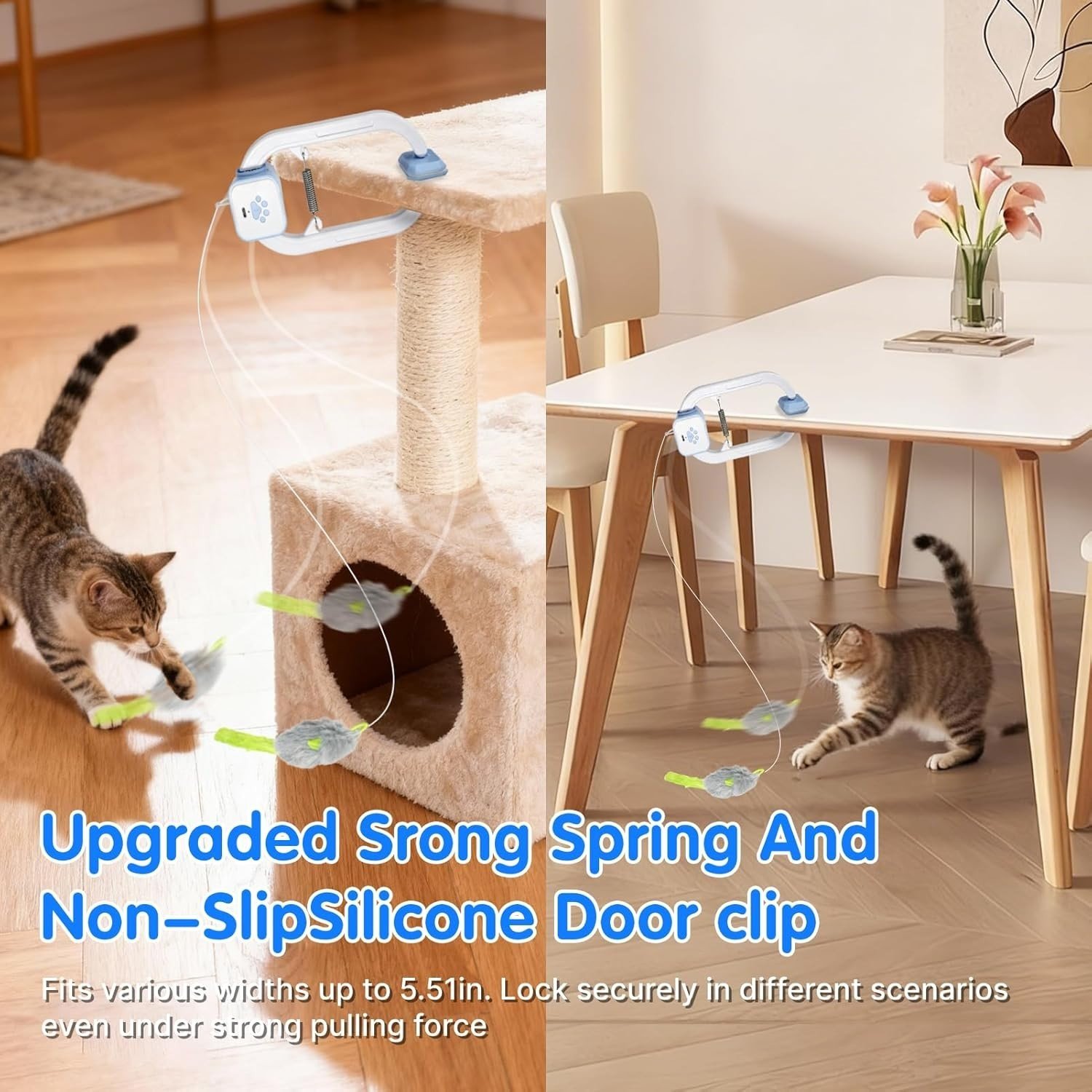Rechargeable Electric Cat Teaser With Remote Interactive Door Clip Toy For Cats