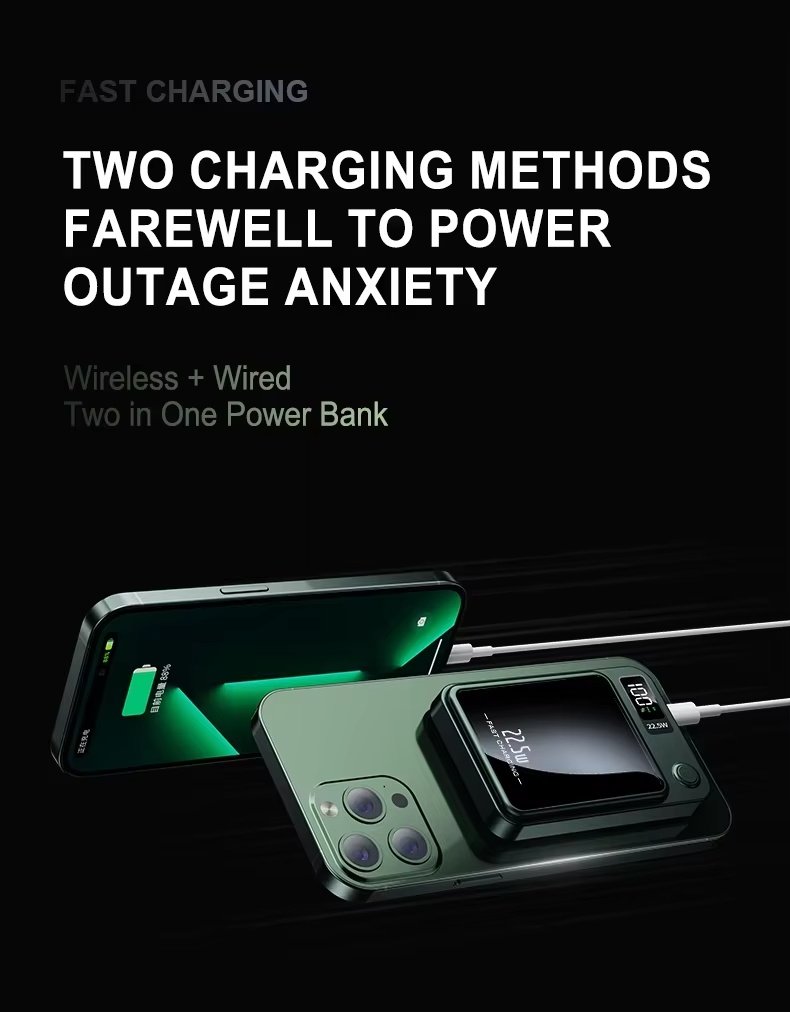 30000 MAh Magnetische Kabellose Powerbank, Superschnelles Aufladen, Tragbare Externe Akku-Powerbank Fr