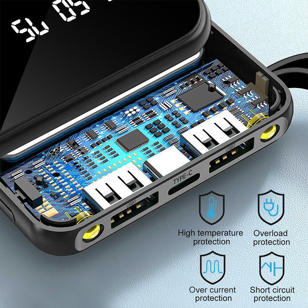 Power Bank10000mAh Fast Charger Pack USB External Battery For Mobile Phone UK