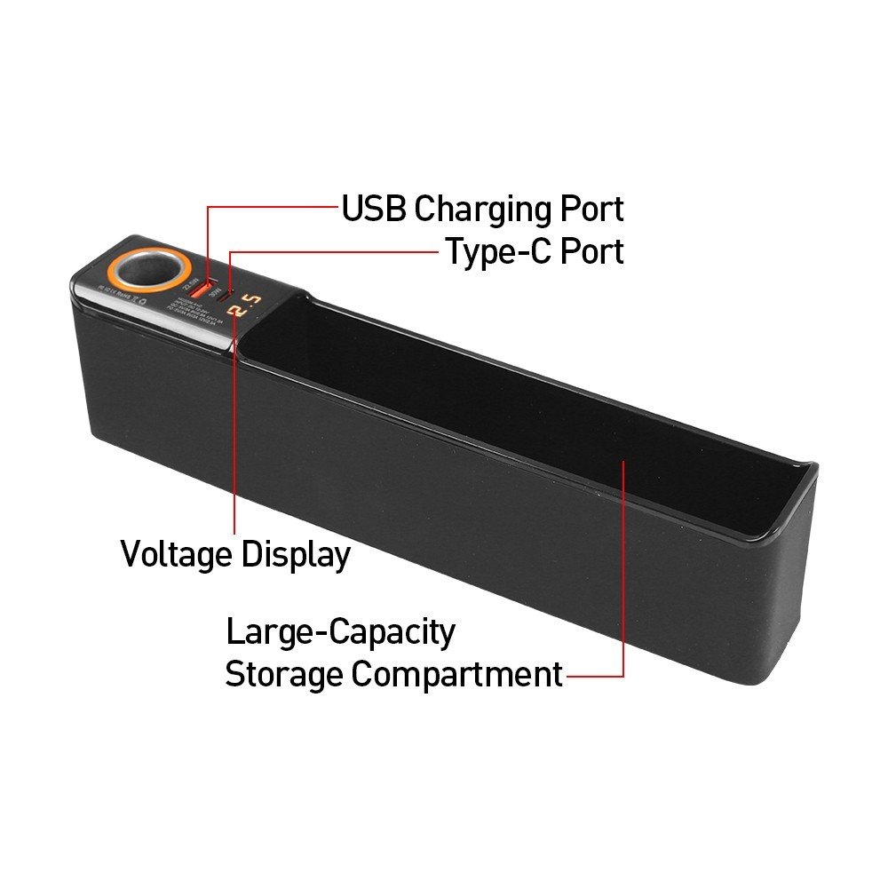 Car Seat Gap Organizer with USB & Type-C Charging Ports – Phone Holder