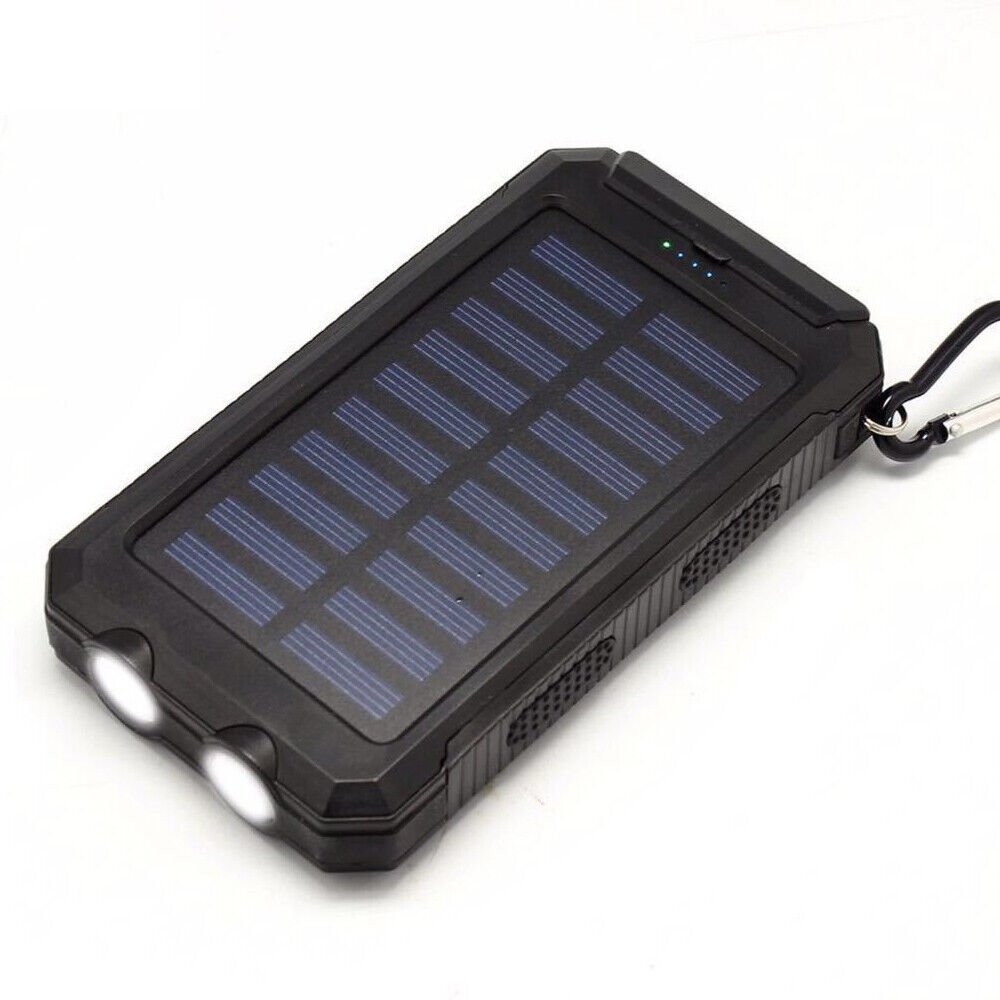1o000mAh Solar Power Bank Waterproof 2USB LED Battery Charger For Cell Phone