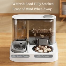 2-in-1 Automatic Cat & Dog Feeder Water Dispenser | 2L Food & 1L Water Station