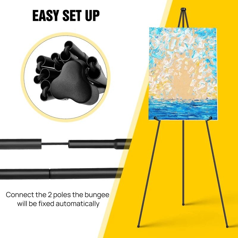 63" Foldable Artist Easel – Adjustable Portable Display Stand for Wedding Signs, Posters & Art Exhibitions
