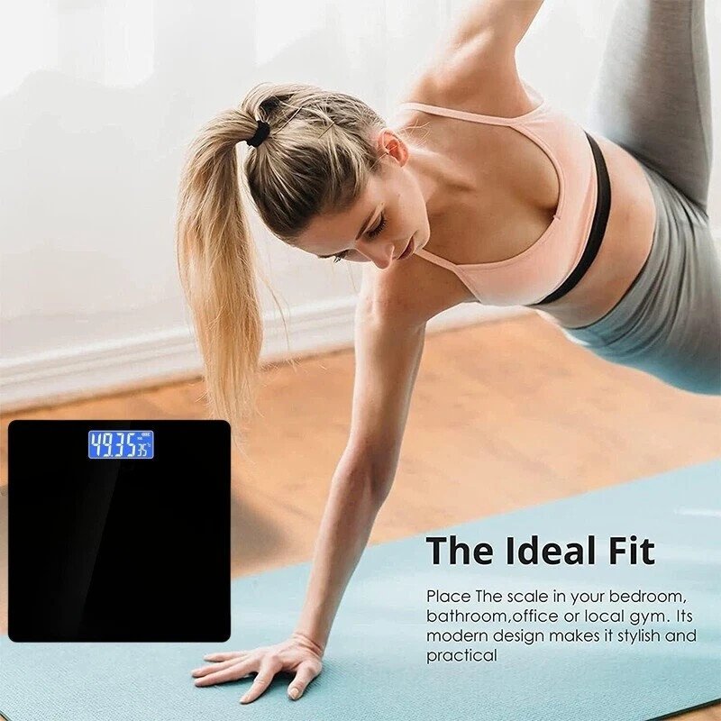 Digital Bathroom Scales 180KG Body Weight Weighing Scale LCD Electronic Black