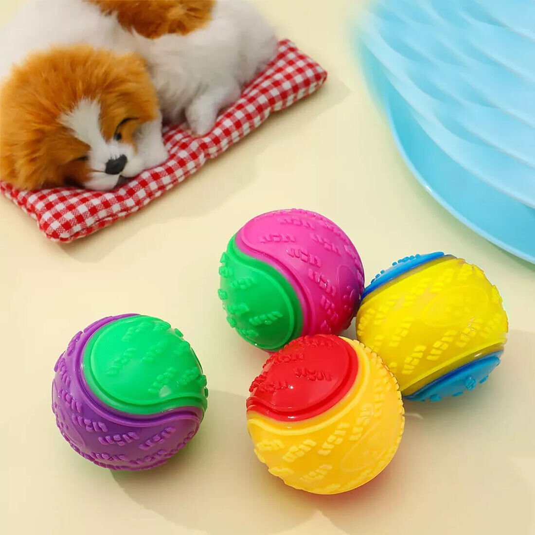 NEW Scooby-Doo Durable Squeaky Set Of 8 Dog Balls For Teeth Cleaning Interactive UK