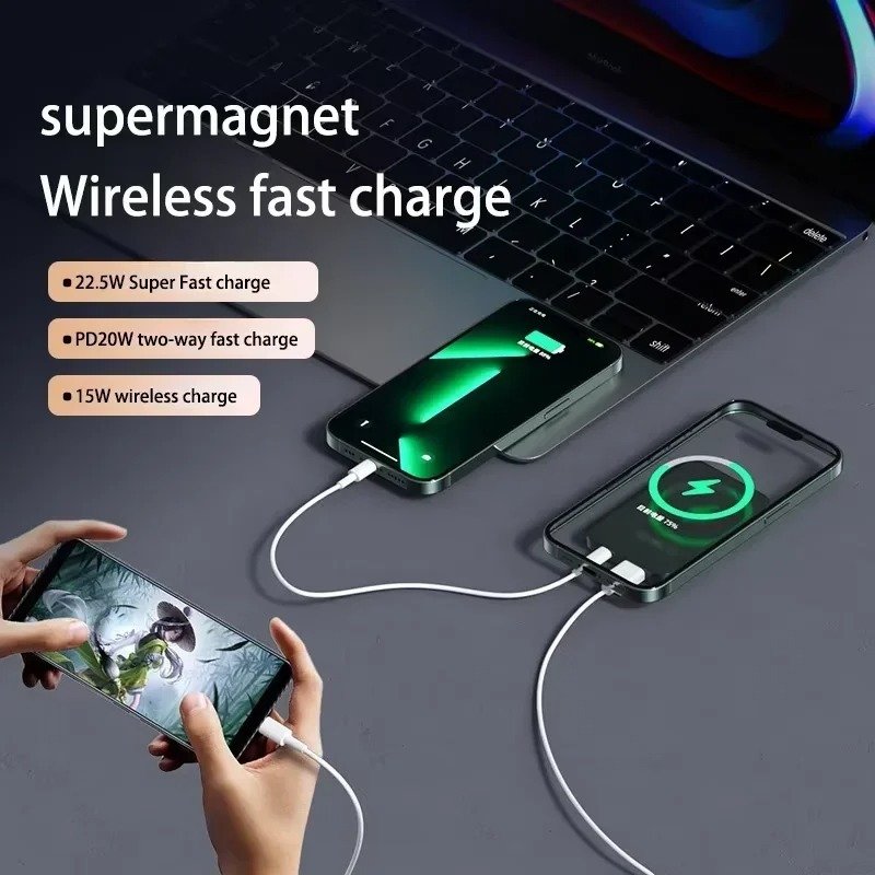 30000 MAh Magnetische Kabellose Powerbank, Superschnelles Aufladen, Tragbare Externe Akku-Powerbank Fr