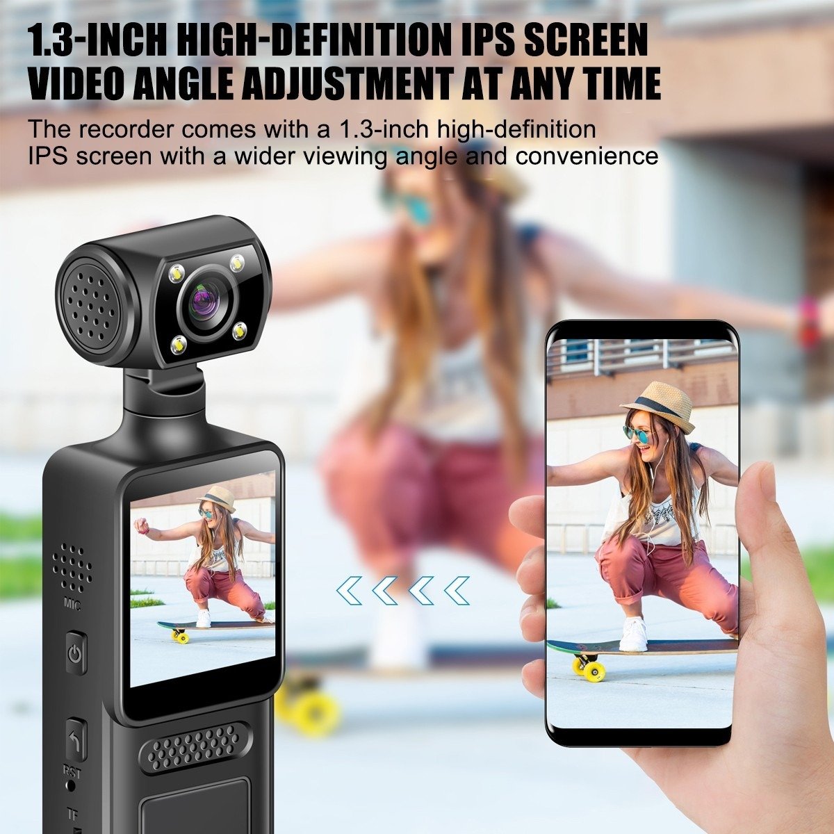 HD 4K Pocket Action Camera Rotation WiFi Vlog Camcorder Handheld Sports DV