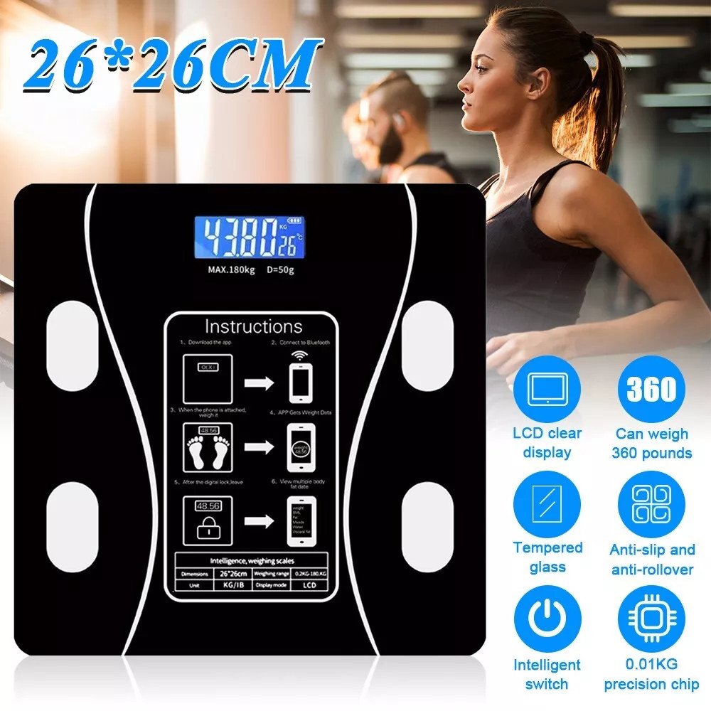 Scales Electronic 180KG Digital Bathroom LCD Display Home Body Fat BMI Monitor