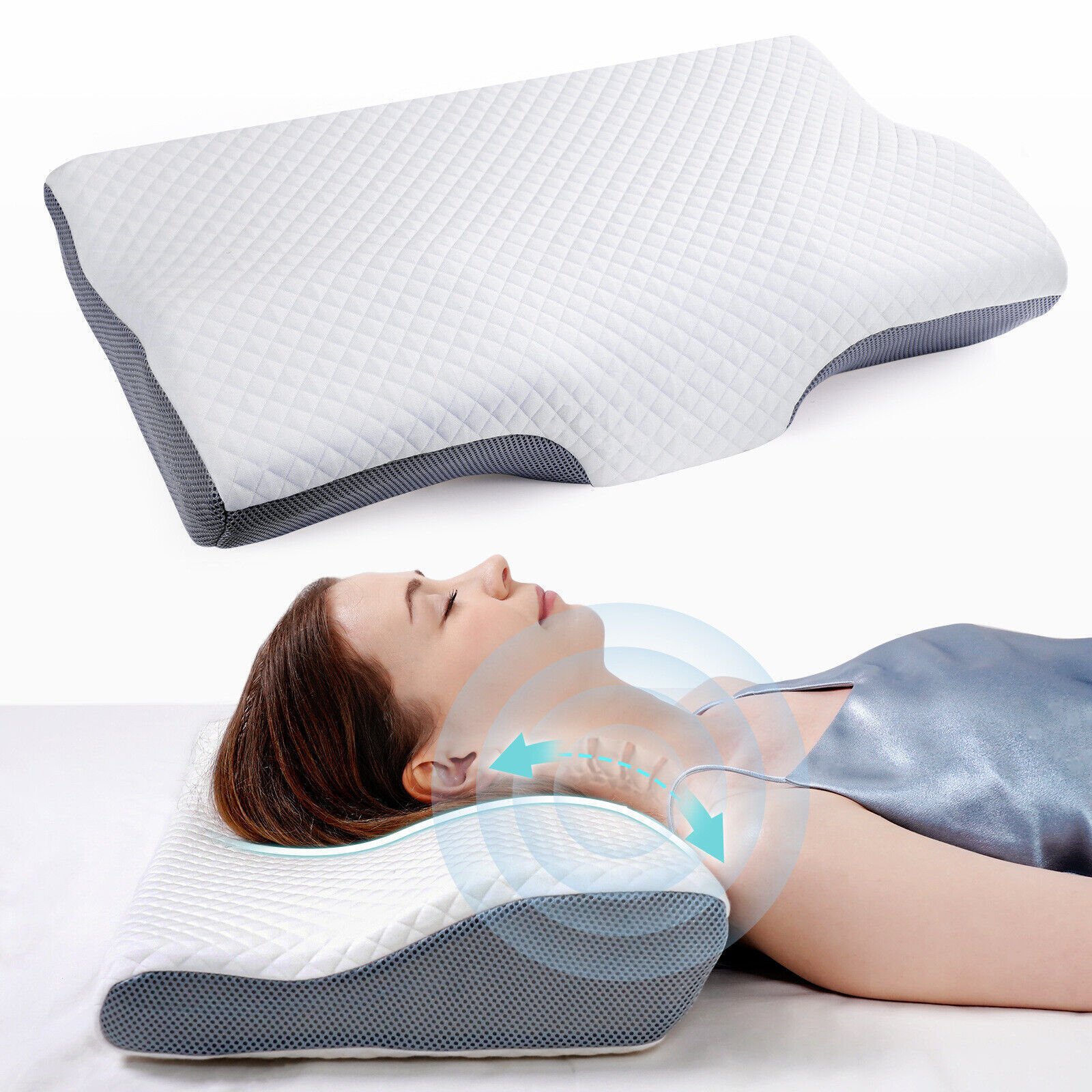Contour Memory Foam Pillow For Neck Shoulder Pain Relief Sleeping Side Sleeper