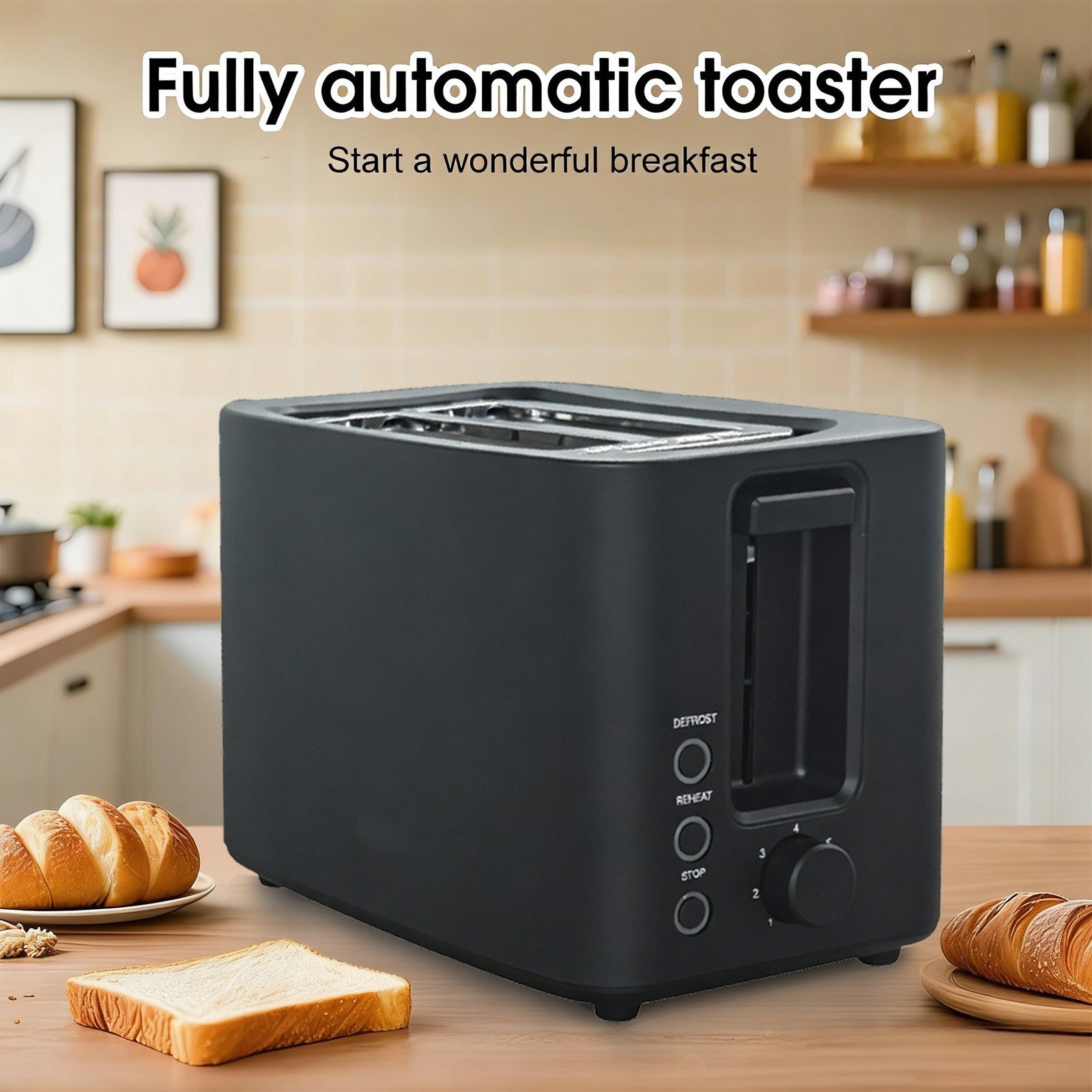 SliceToaster With 7 Browning Level - Defrost - Reheat - Extra Wide Slot