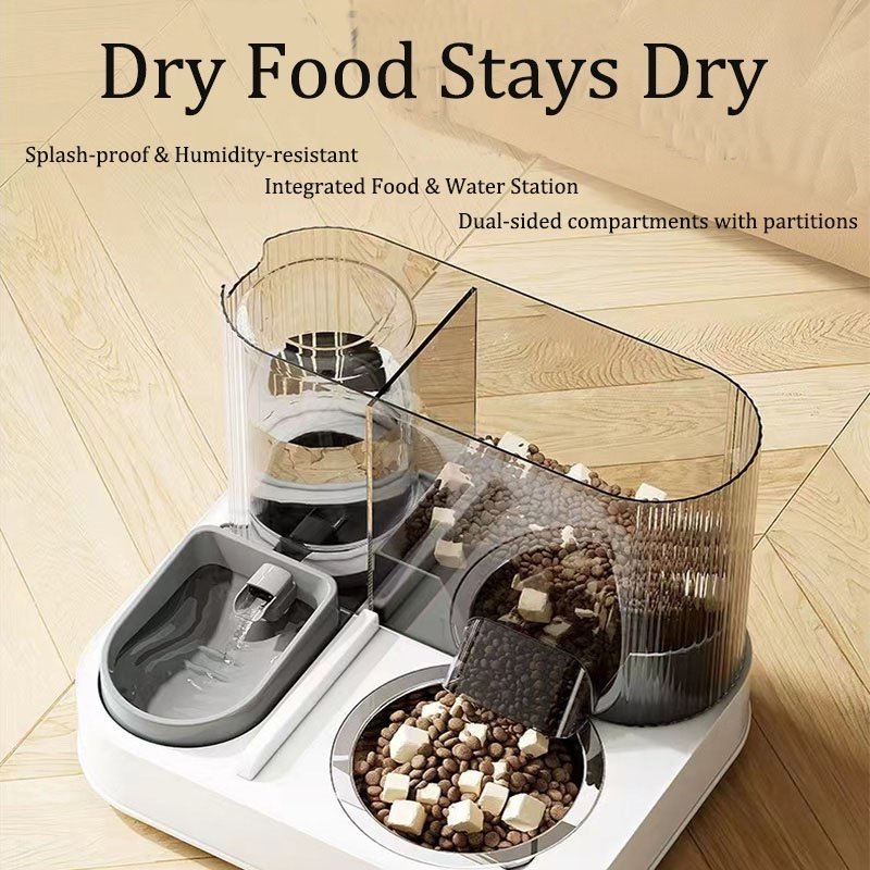 2-in-1 Automatic Cat & Dog Feeder Water Dispenser | 2L Food & 1L Water Station