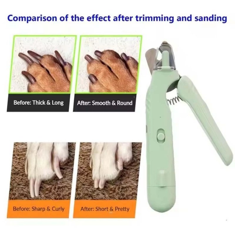 White Pet Nail Trimmer Dog Nail Clippers With Light 2 In 1 Nail Clipper And Grinder