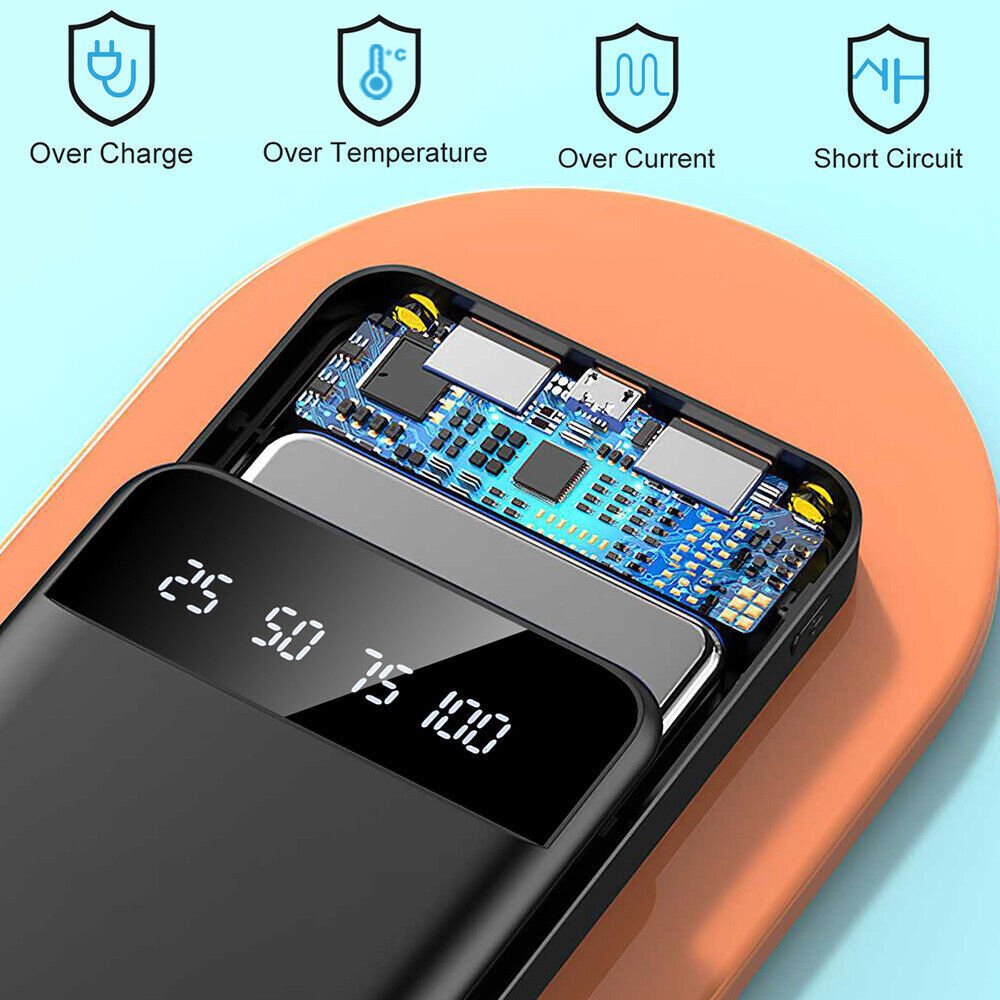 Power Bank Pack 30000mAh Fast Charger 4 USB External Battery For Mobile Phone