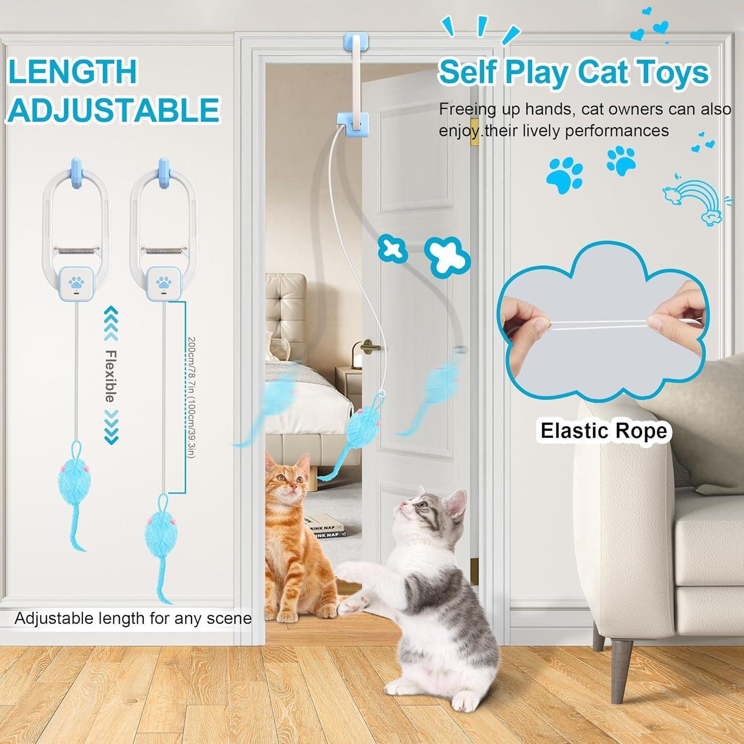 Rechargeable Electric Cat Teaser With Remote Interactive Door Clip Toy For Cats