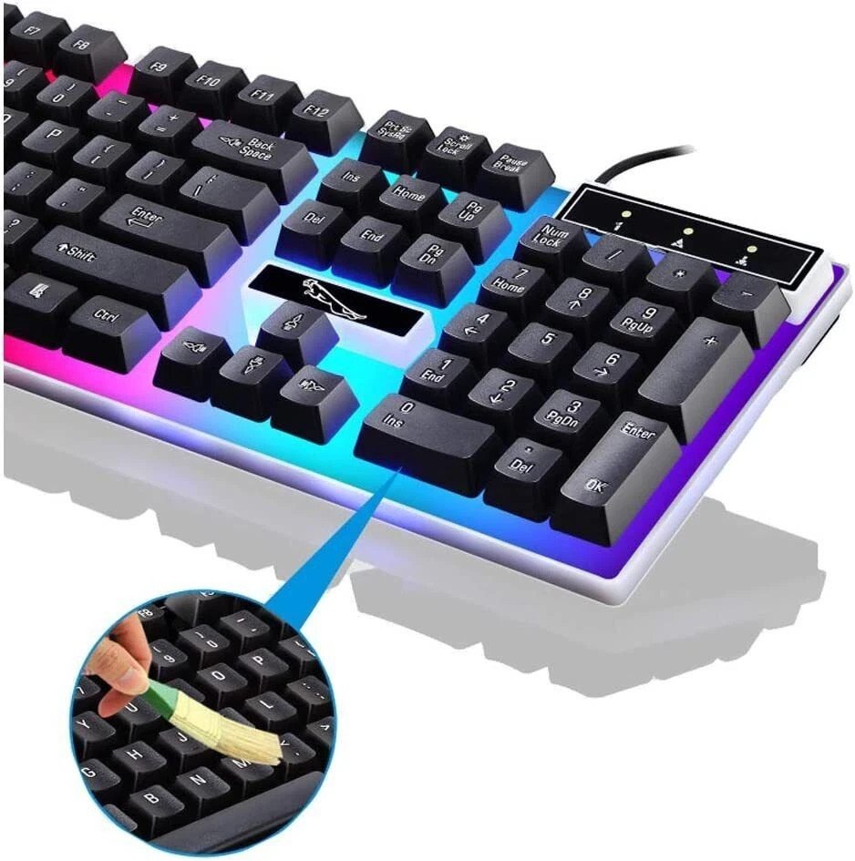 UK Gaming Keyboard And Mouse Set RGB LED USB For PC Laptop Xbox One PS4 PS