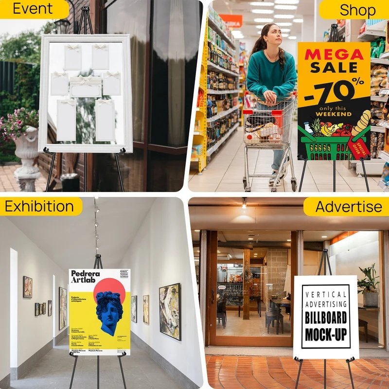 63" Foldable Artist Easel – Adjustable Portable Display Stand for Wedding Signs, Posters & Art Exhibitions