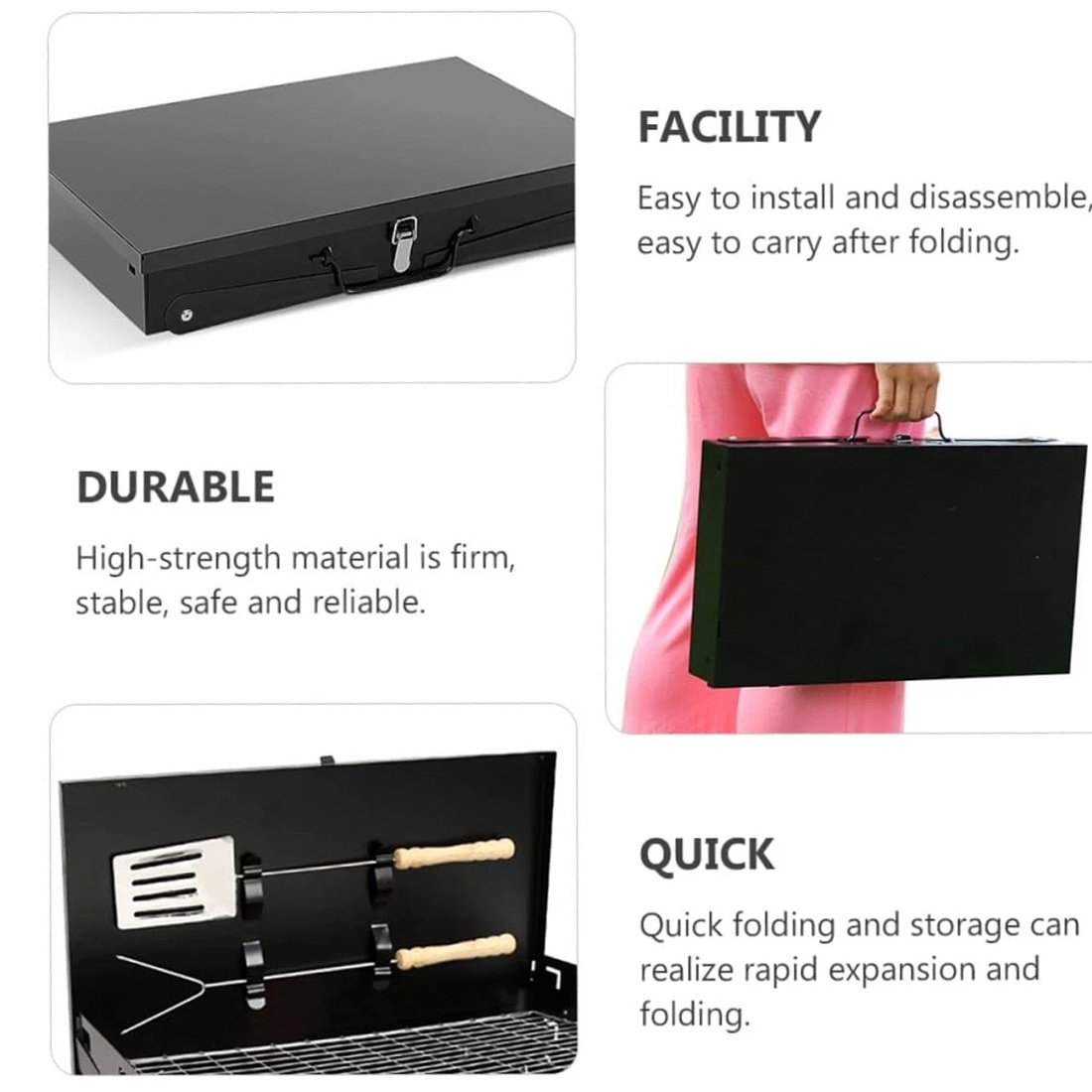 Portable Folding Charcoal BBQ Barbecue Camping Grill Travel Picnic Outdoor UK