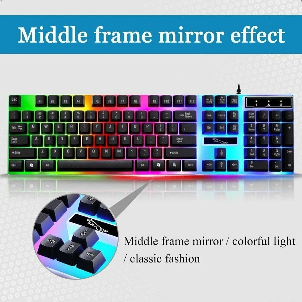 UK Gaming Keyboard And Mouse Set RGB LED USB For PC Laptop Xbox One PS4 PS