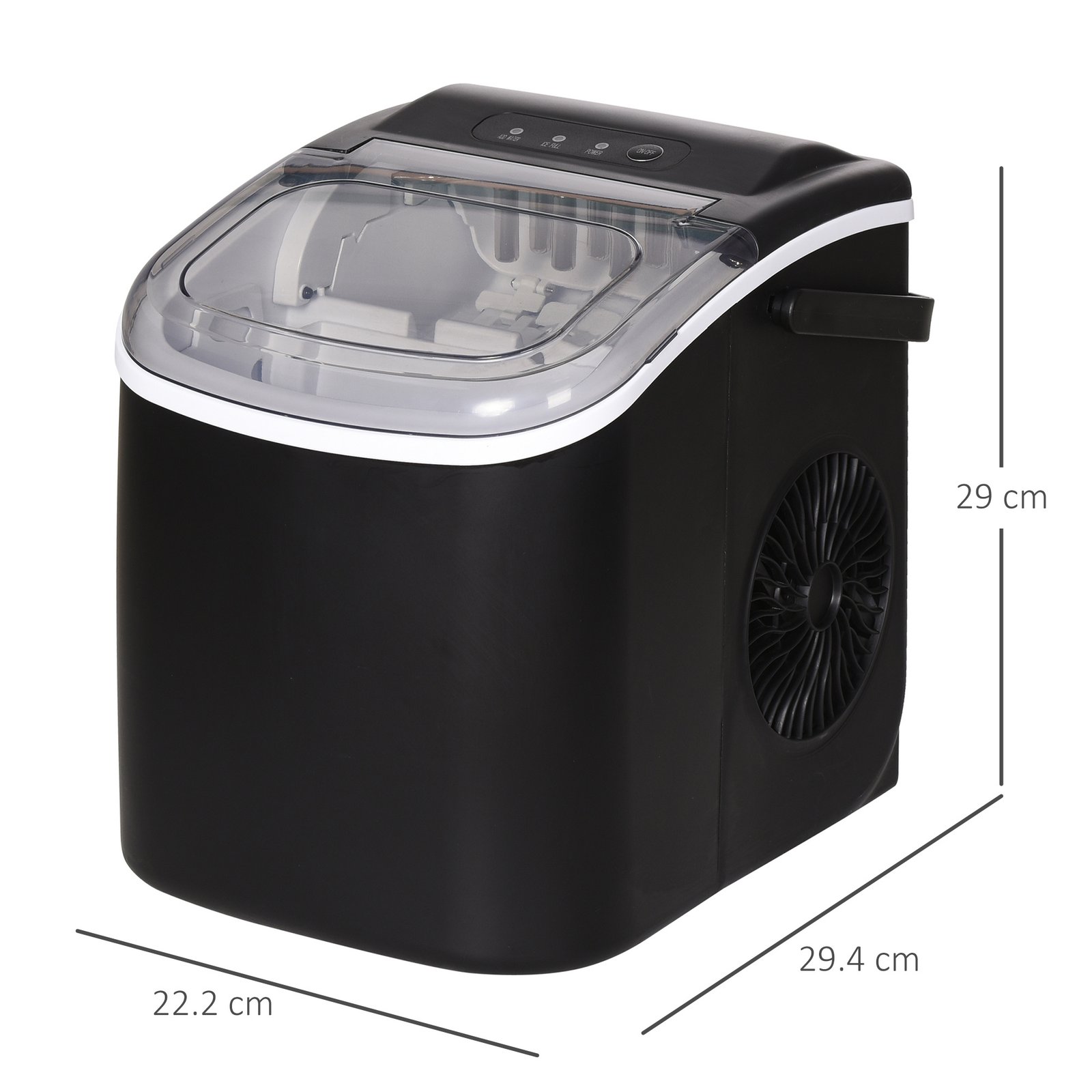 Ice Maker Machine Counter Top, 12Kg In 24 Hrs, 9 Cubes Ready In 6-12Mins, Portable Ice Cube Maker With Ice Scoop And Basket, Black
