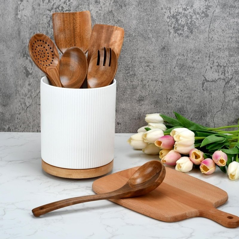 6pcs Wooden Utensils Teak Cooking Utensils Set Nonstick Pan Kitchen Utensils Set
