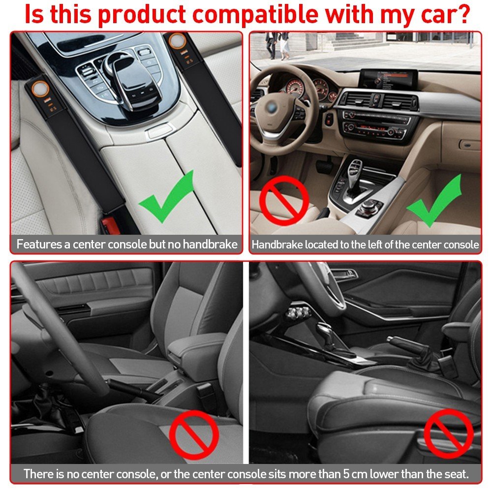 Car Seat Gap Organizer with USB & Type-C Charging Ports – Phone Holder