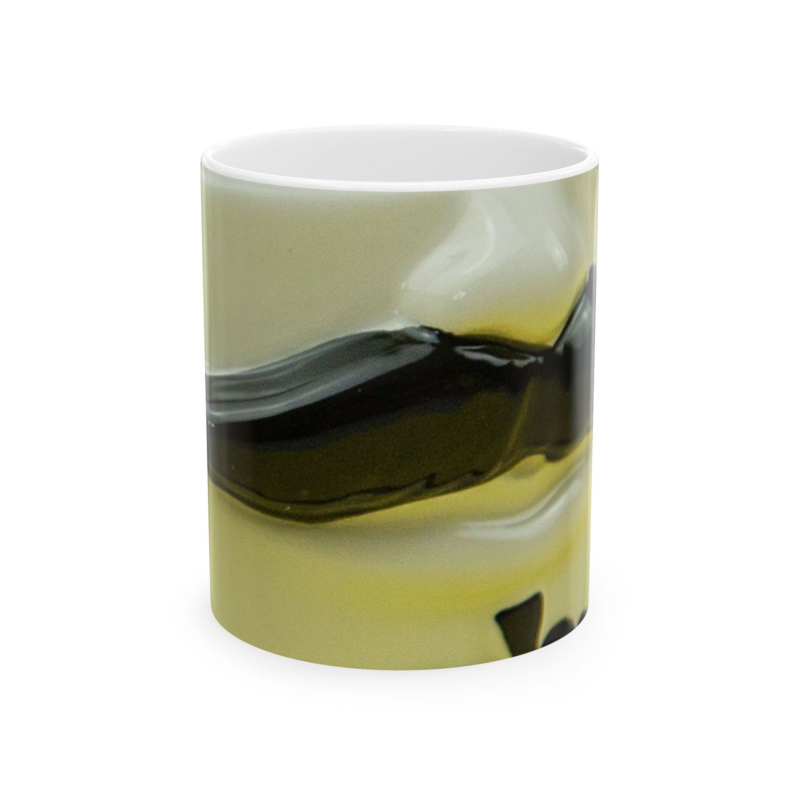 Abstract Yellow Black Swirl Mug | Ceramic Coffee Cup