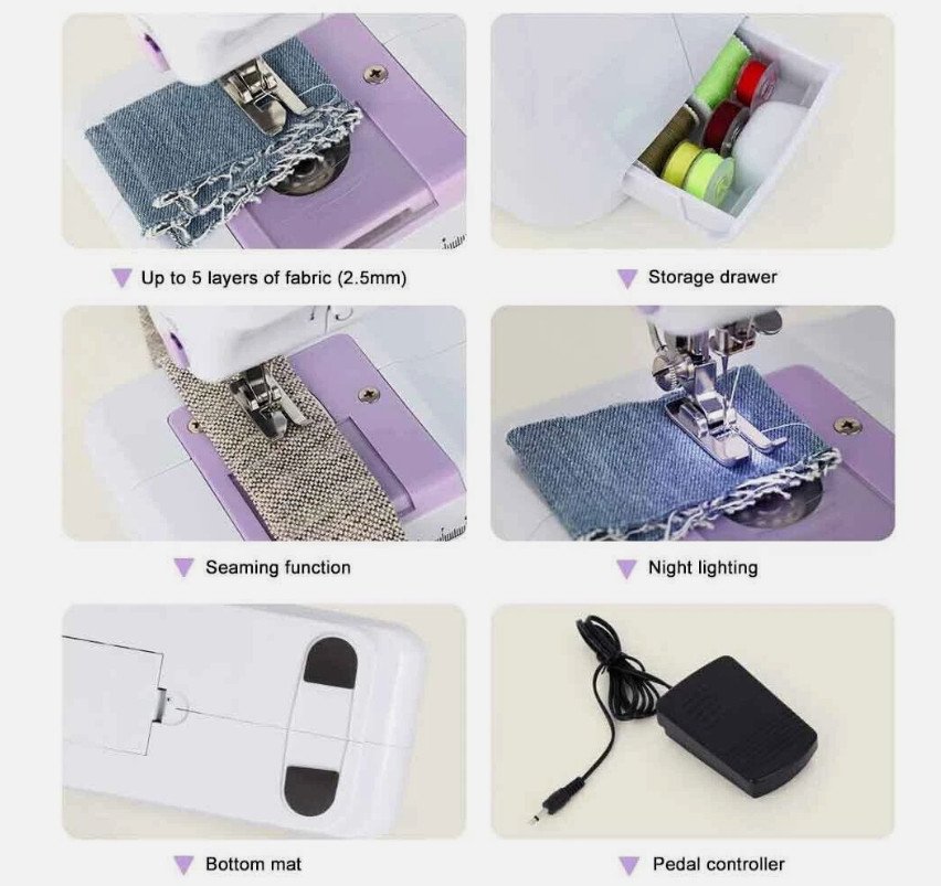Portable Sewing Machine With 12 Multifunctional For Beginner Kids Family