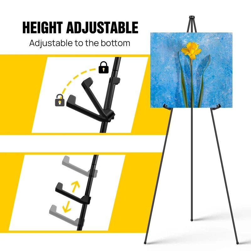 63" Foldable Artist Easel – Adjustable Portable Display Stand for Wedding Signs, Posters & Art Exhibitions