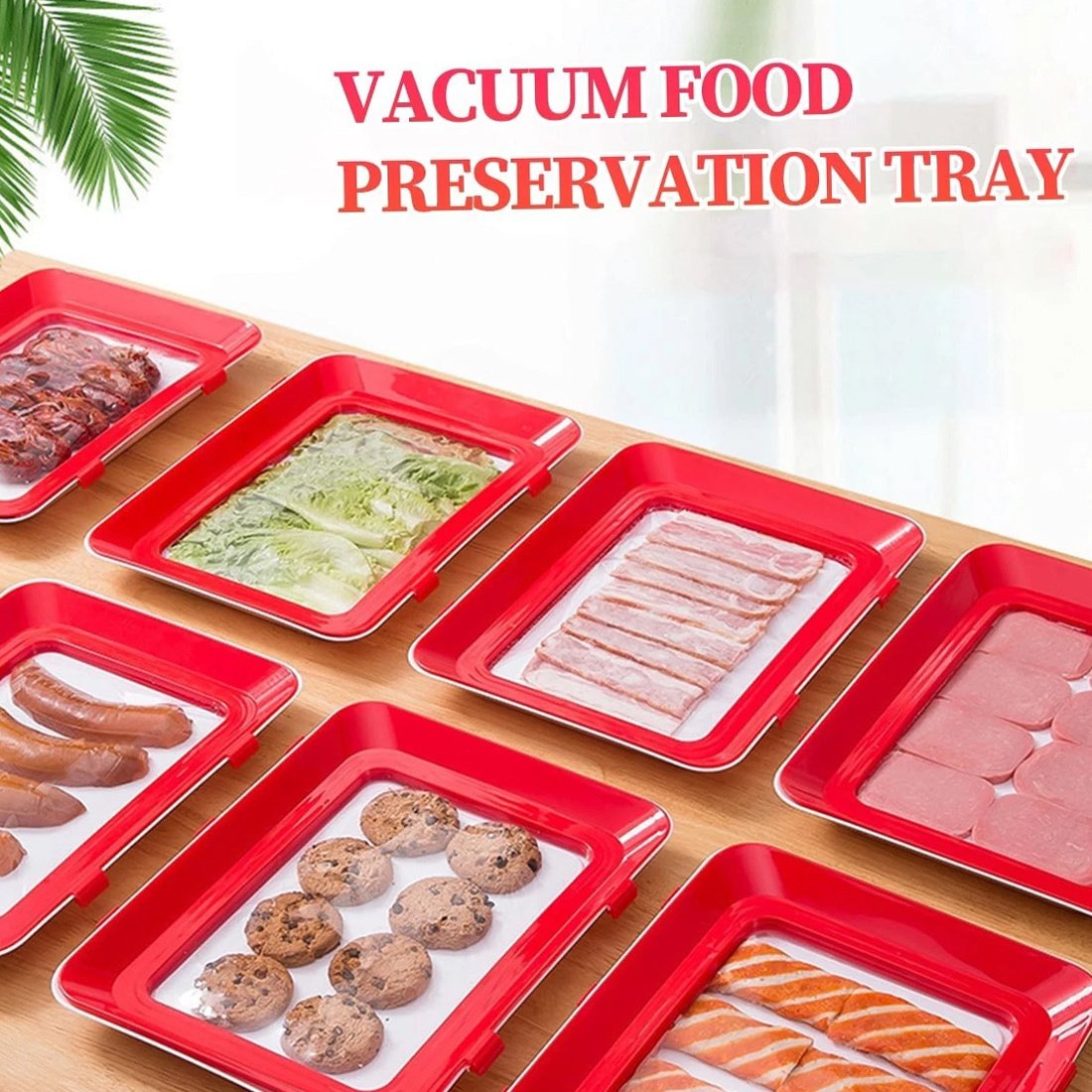 NEW 4pcs Stretch Fresh Storage Tray Vacuum Reusable And Stackable Food Storage Tray UK