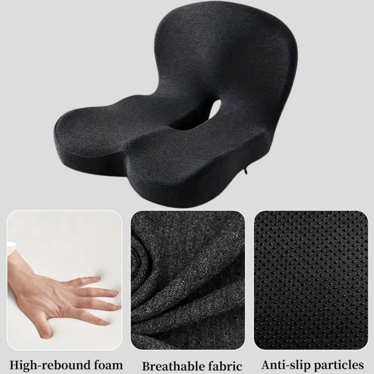 Memory Foam Seat Cushion & Back Support | Lumbar Pain Relief Chair & Car Cushion