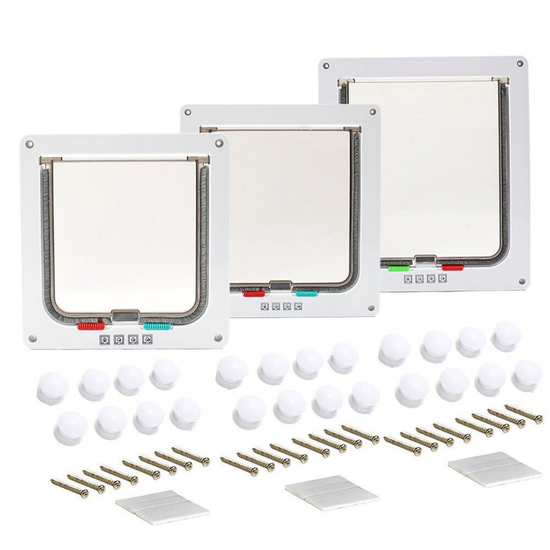 XL Pet Door 4 Way Locking Small Medium Large Dog Cat Flap Magnetic White Frame