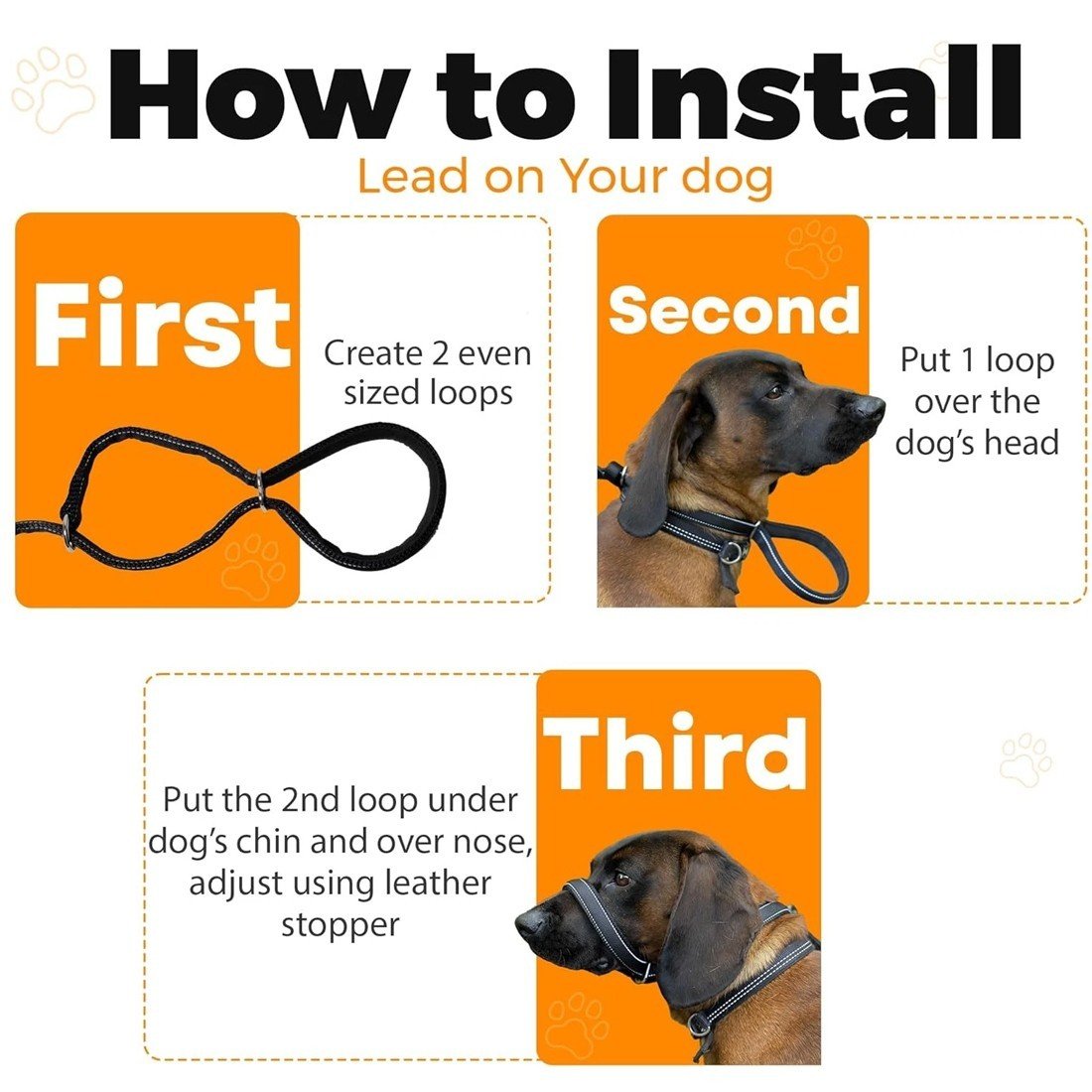 Integrated Anti-Bite Muzzle & Leash For Dogs  Dog Lead  Waste Bag Dispenser