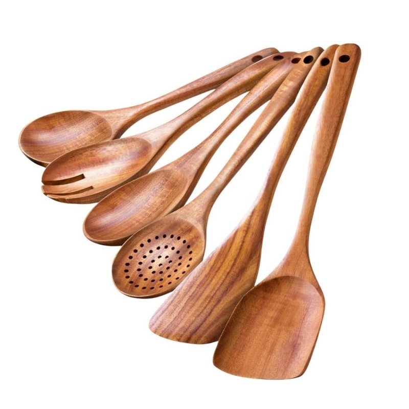 6pcs Wooden Utensils Teak Cooking Utensils Set Nonstick Pan Kitchen Utensils Set