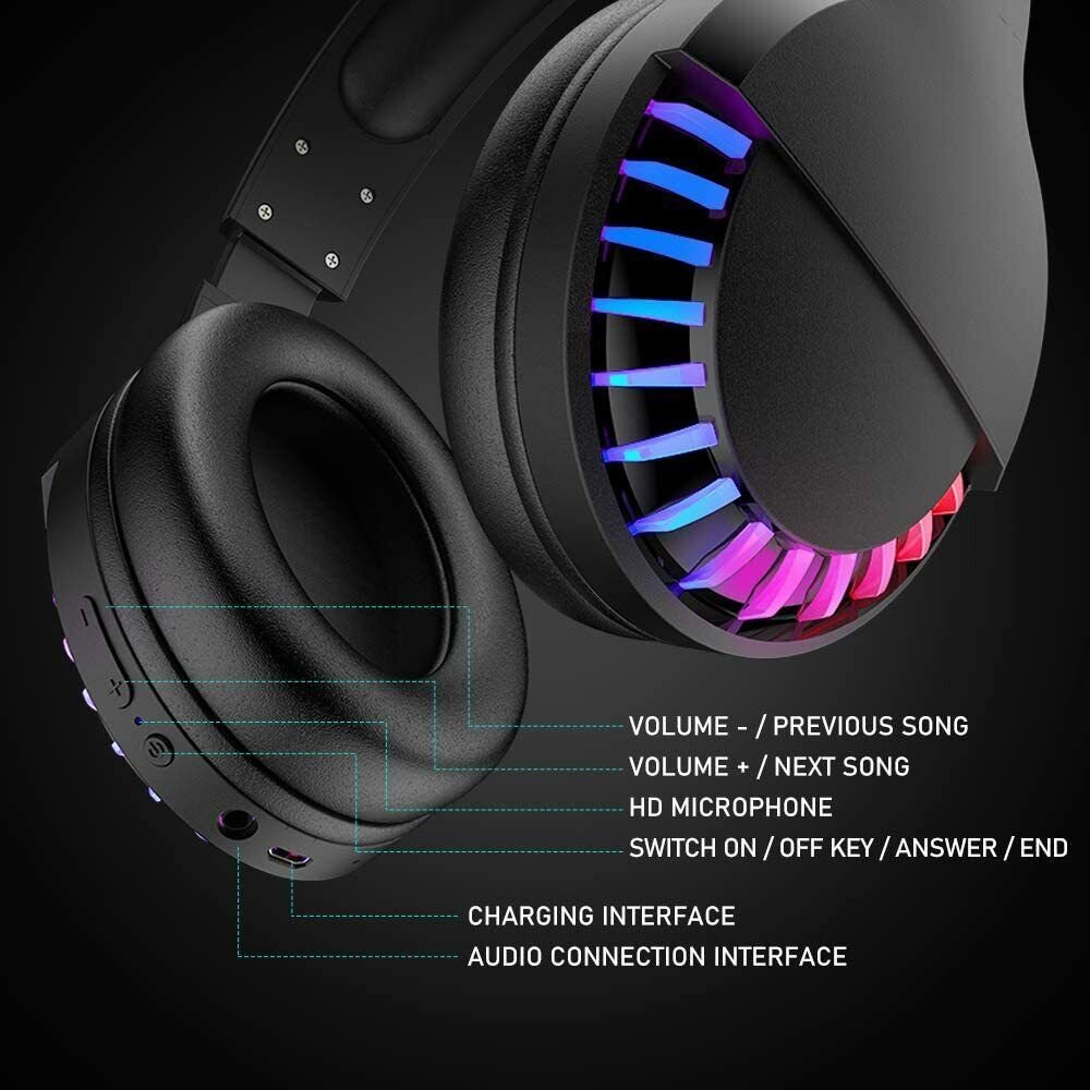 AU Wireless Bluetooth Gaming Headset Headphones Stereo For Laptop PC Phones Ipad