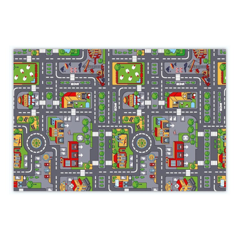 Kids City Road Map Play Mat Rug 80 x 120cm | Toy Car Town Play Carpet for Boys & Girls