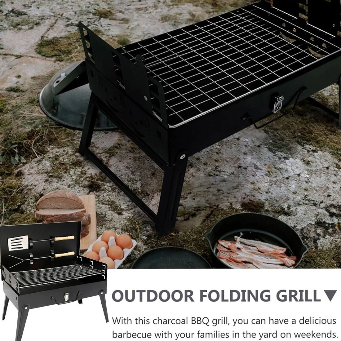 Portable Folding Charcoal BBQ Barbecue Camping Grill Travel Picnic Outdoor UK