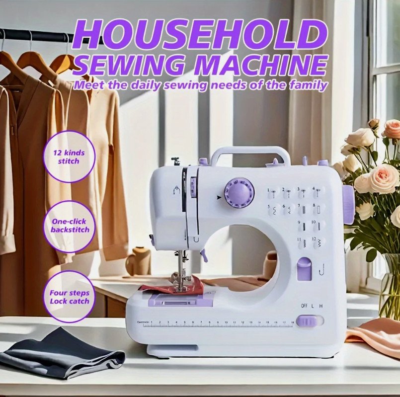 Portable Sewing Machine With 12 Multifunctional For Beginner Kids Family