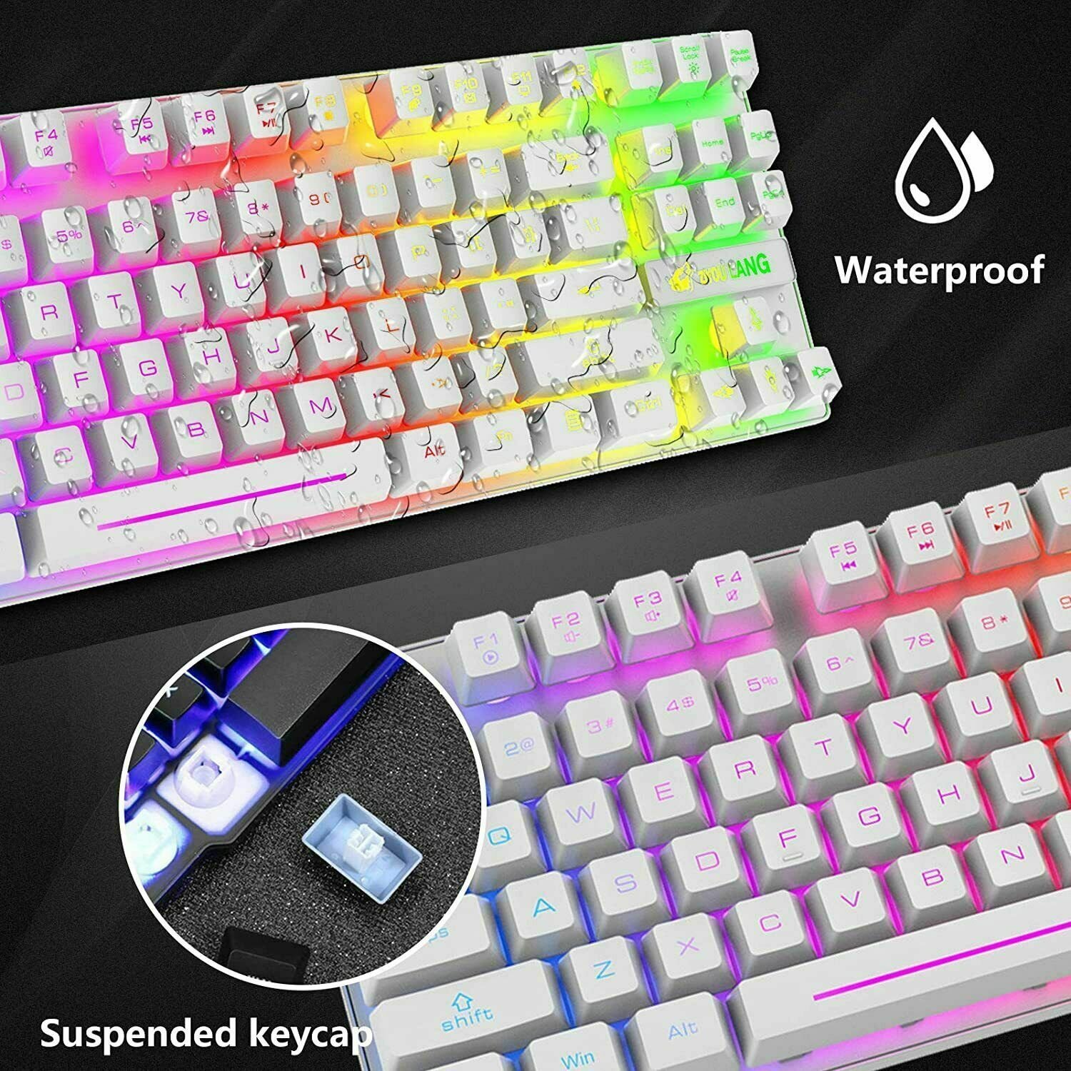 T87 Wireless Gaming Keyboard And Mouse Rainbow Backlit For PC Mac PS4 Xbox One