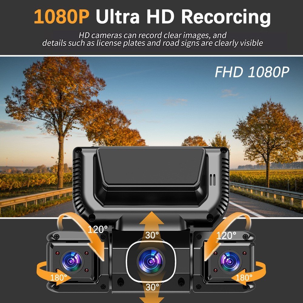5G WiFi Dash Cam 4 Channel 360 Front Rear Inside DashCam, FHD 1080P Car Camera