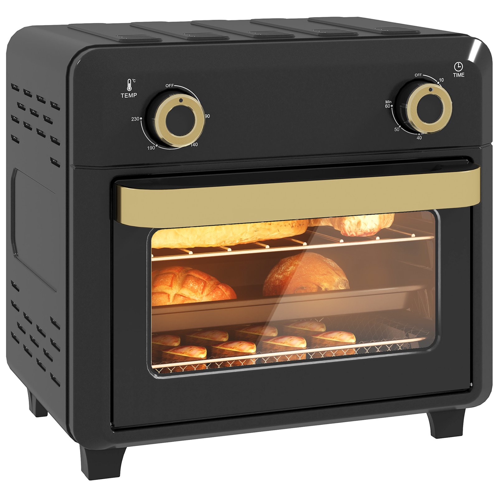 10L Air Fryer Oven, Mini Oven, Oil Free Cooking, Grill, Roast, Bake, With Adjustable Temperature, Timer, Dishwasher Safe, 1000W, Black