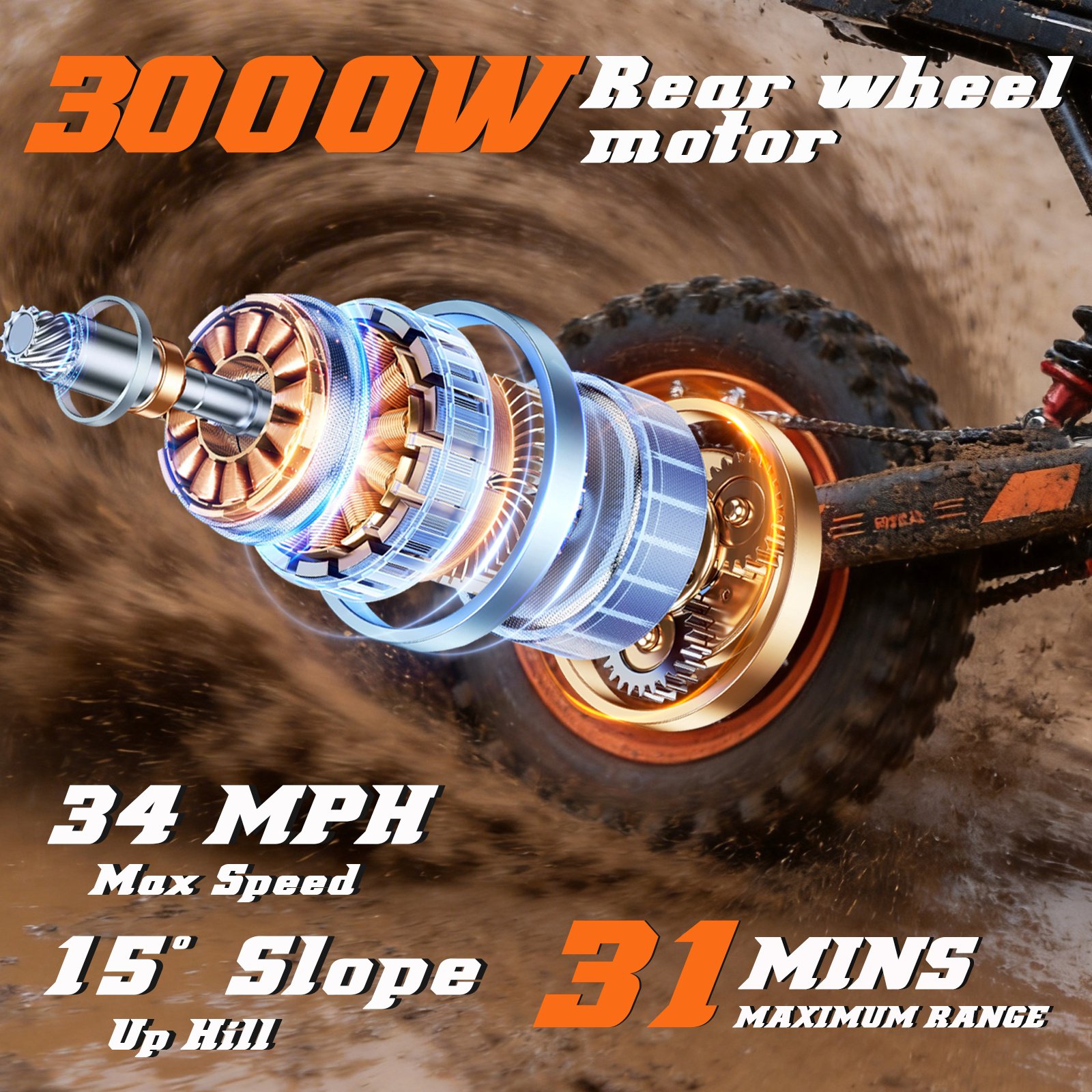 Y66 Iron Frame 3000W Electric Motorcycle With 20 Mph Off-road Model