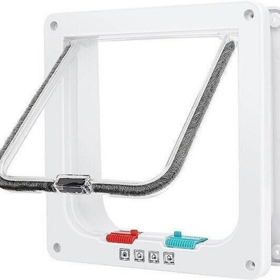 XL Pet Door 4 Way Locking Small Medium Large Dog Cat Flap Magnetic White Frame