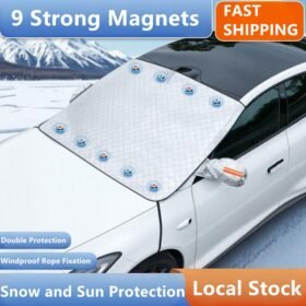 9 Magnetic Car Windscreen Windshield Frost Ice Snow Cover Window Mirror Protector With Hook