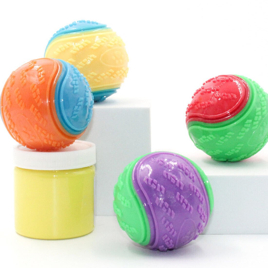 NEW Scooby-Doo Durable Squeaky Set Of 8 Dog Balls For Teeth Cleaning Interactive UK